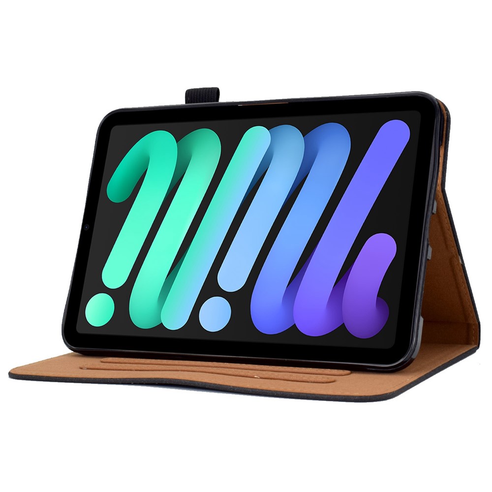 For iPad mini (2021) Shockproof Tablet Case Solid Color Anti-scratch Protective Cover with Stand - Black-3