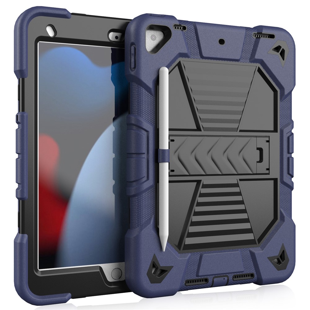 Tablet Case with Kickstand For iPad 10.2 (2021) / (2020) / (2019) PC + Silicone Shockproof Protective Cover - Navy Blue + Black