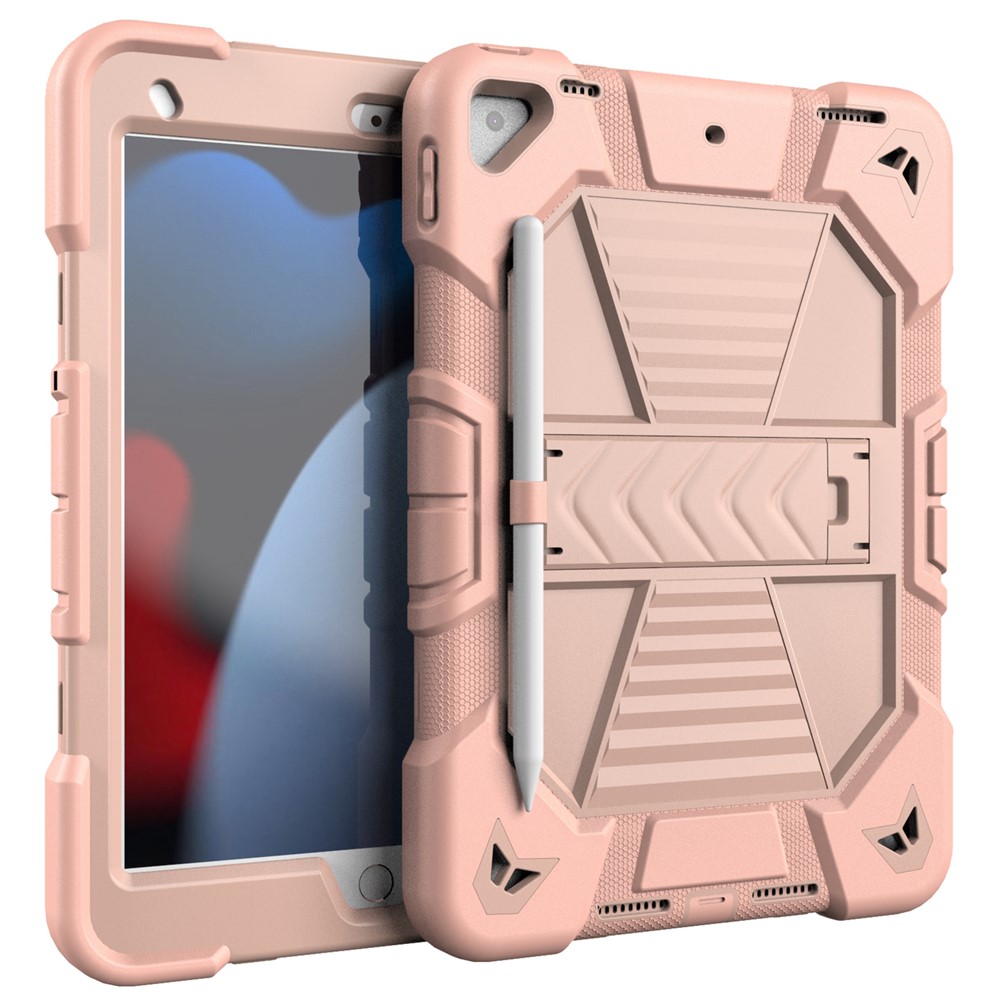 Tablet Case with Kickstand For iPad 10.2 (2021) / (2020) / (2019) PC + Silicone Shockproof Protective Cover - Pink