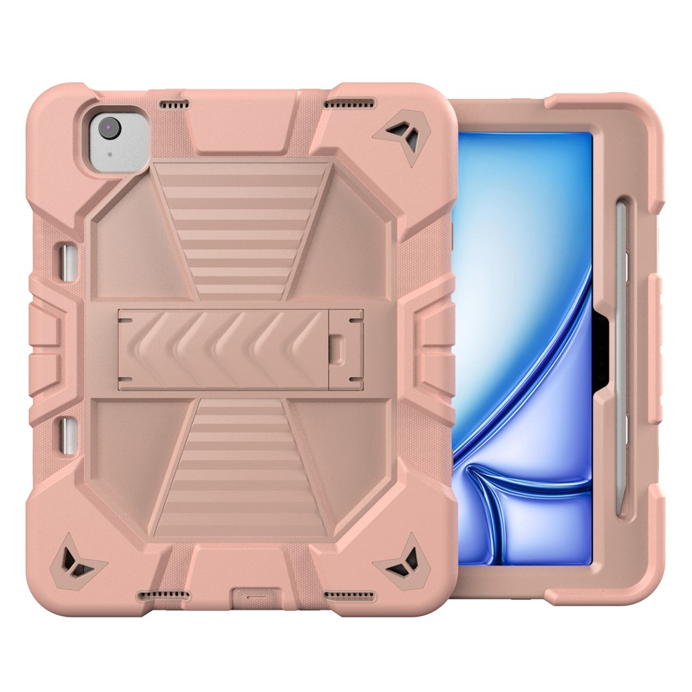For iPad Air 11 (2025) / (2024) Tablet Case with Kickstand PC + Silicone Shockproof Protective Cover - Pink