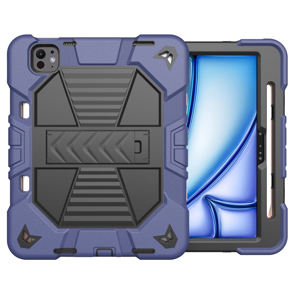 For iPad Pro 11 (2025) / 11 (2024) Tablet Case with Kickstand PC + Silicone Shockproof Protective Cover - Navy Blue + Black