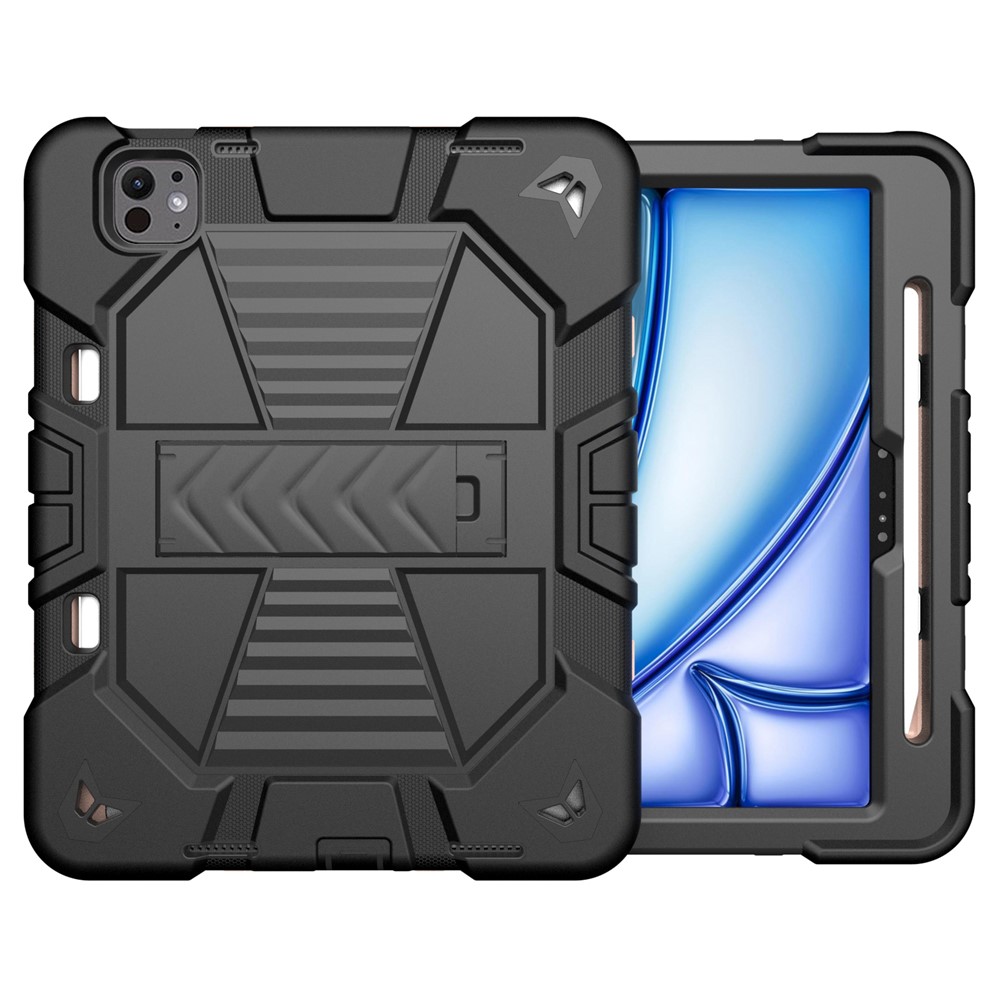 For iPad Pro 11 (2025) / 11 (2024) Tablet Case with Kickstand PC + Silicone Shockproof Protective Cover - Black