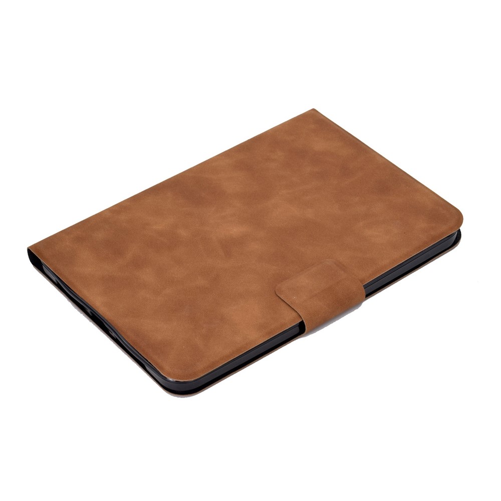 For iPad mini (2021) Drop-proof Tablet Case Cowhide Texture Solid Color Scratch-resistant Cover with Stand - Brown-5