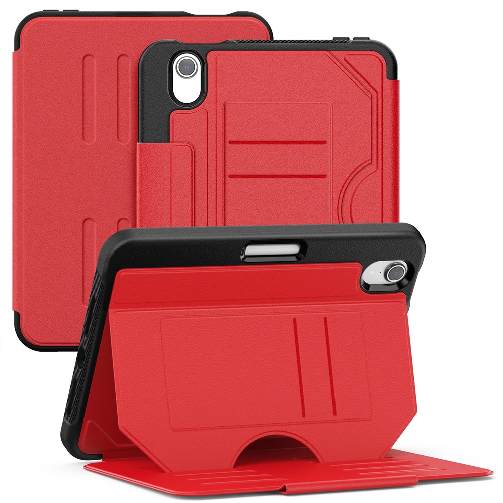 For iPad mini (2024)  /  (2021) Case with Card Slots PC + TPU + PU U-Shape Stand Tablet Cover - Red