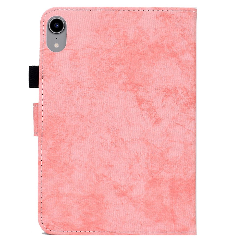 For iPad mini (2021) Shockproof Tablet Case Cloth Texture Solid Color Full Protection Cover with Stand - Pink-10