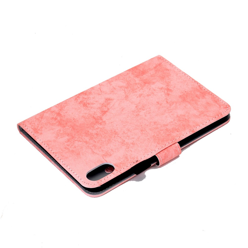 For iPad mini (2021) Shockproof Tablet Case Cloth Texture Solid Color Full Protection Cover with Stand - Pink-6