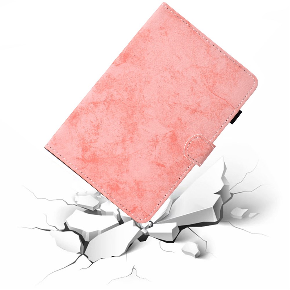 For iPad mini (2021) Shockproof Tablet Case Cloth Texture Solid Color Full Protection Cover with Stand - Pink-8