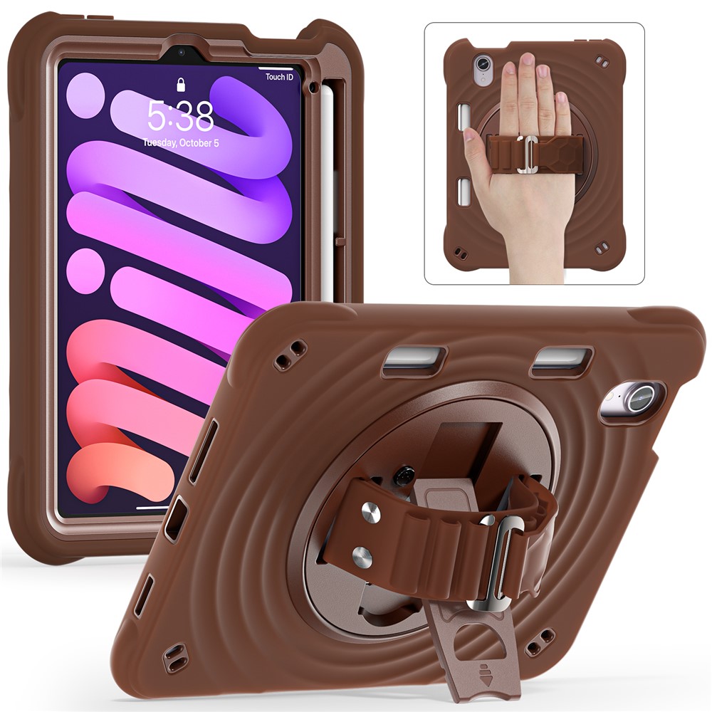 For iPad mini (2024) / (2021) Case Kickstand PC + Silicone + TPU Tablet Cover - Chocolate