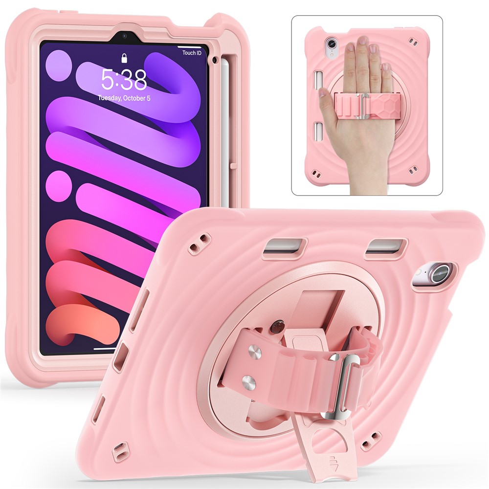 For iPad mini (2024) / (2021) Case Kickstand PC + Silicone + TPU Tablet Cover - Pink