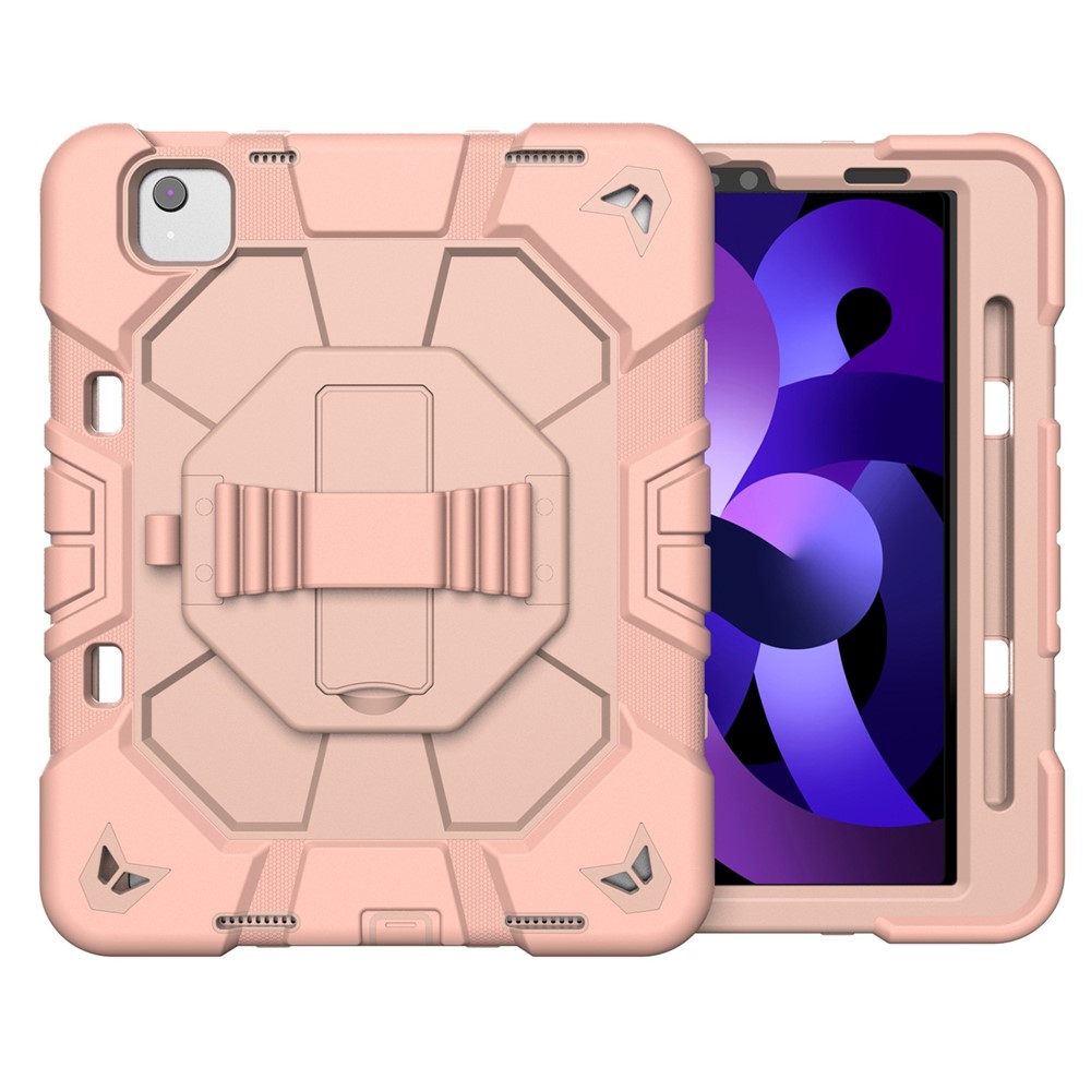 Tablet Case For iPad Air (2022) / (2020) / iPad Pro 11 (2022) / (2021) / (2020) / (2018) PC + Silicone Cover with Kickstand Wrist Strap - Pink