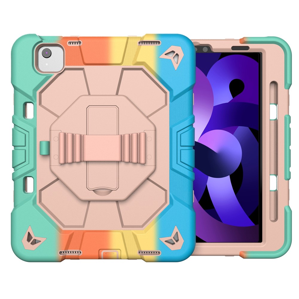 Tablet Case For iPad Air (2022) / (2020) / iPad Pro 11 (2022) / (2021) / (2020) / (2018) PC + Silicone Cover with Kickstand Wrist Strap - Rainbow
