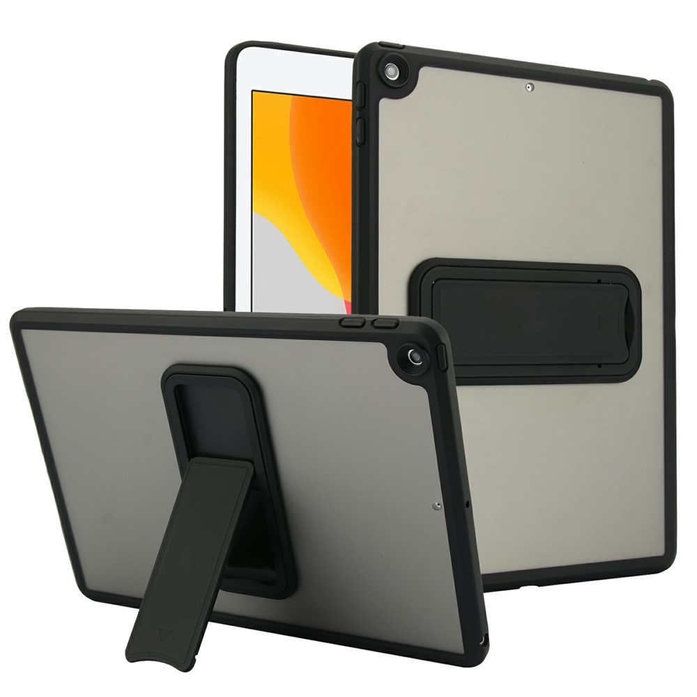 Tablet Case with Kickstand For iPad 10.2 (2021) / (2020) / (2019) TPU + PC Skin-touch Cover - Black