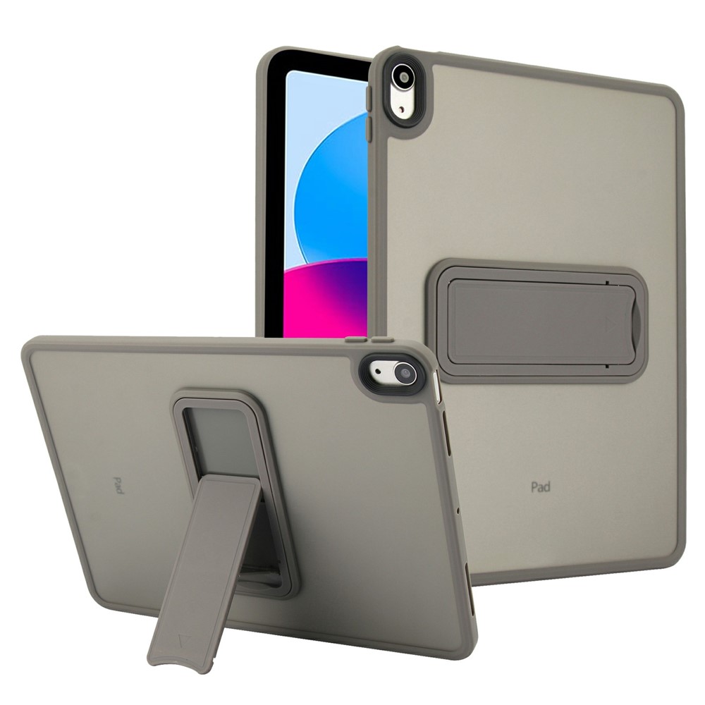 For iPad (2025) / 10.9 (2022) Case with Kickstand TPU + PC Skin-Touch Tablet Cover - Grey