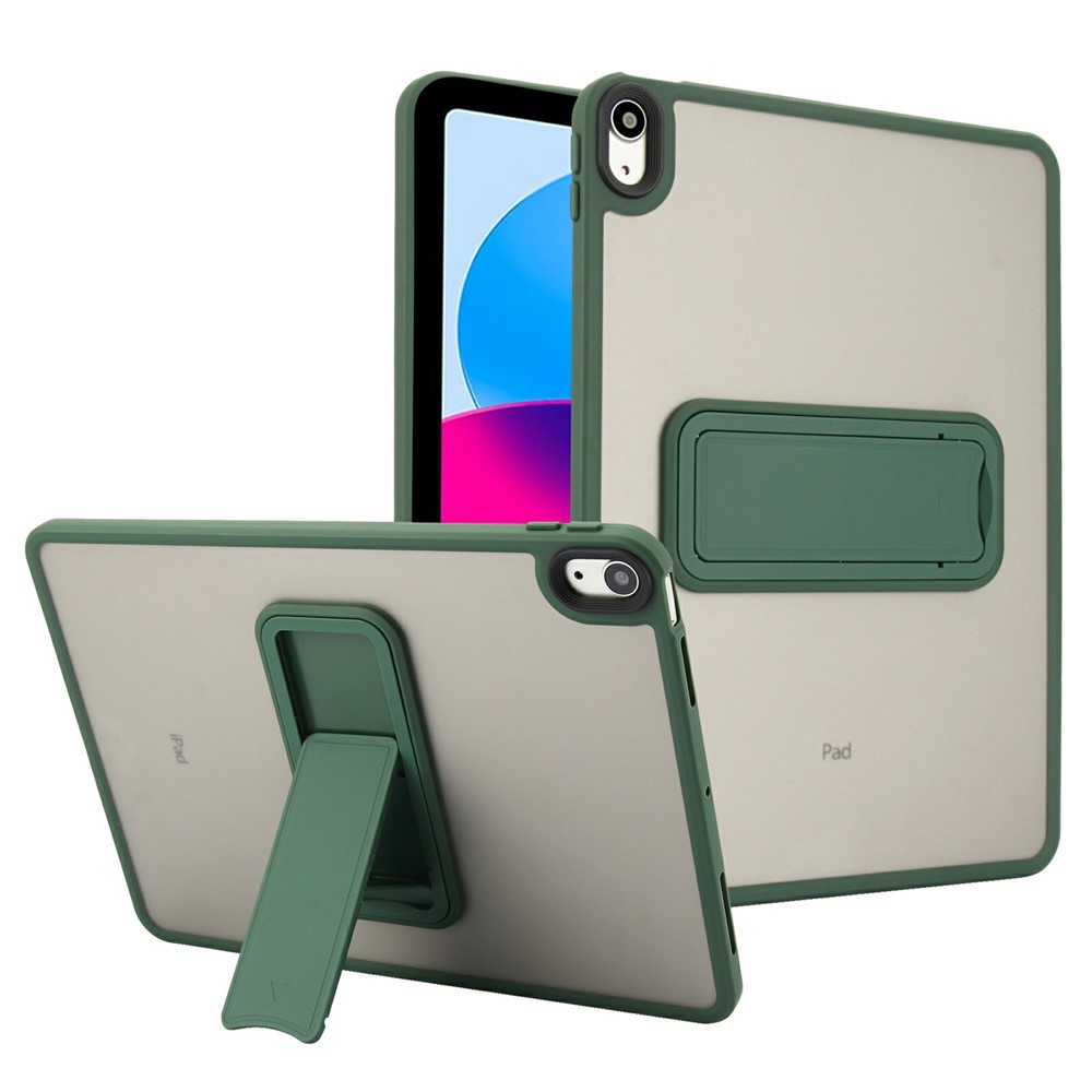 For iPad (2025) / 10.9 (2022) Case with Kickstand TPU + PC Skin-Touch Tablet Cover - Green