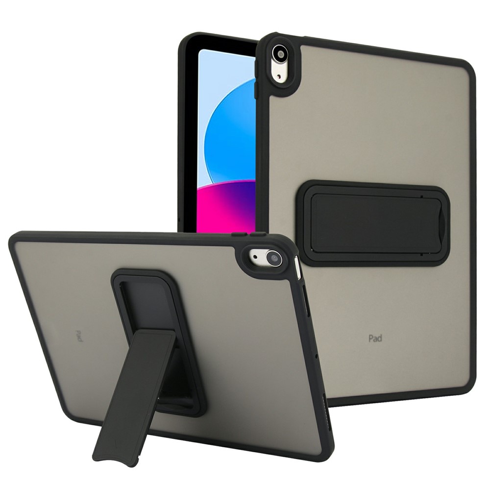 For iPad (2025) / 10.9 (2022) Case with Kickstand TPU + PC Skin-Touch Tablet Cover - Black