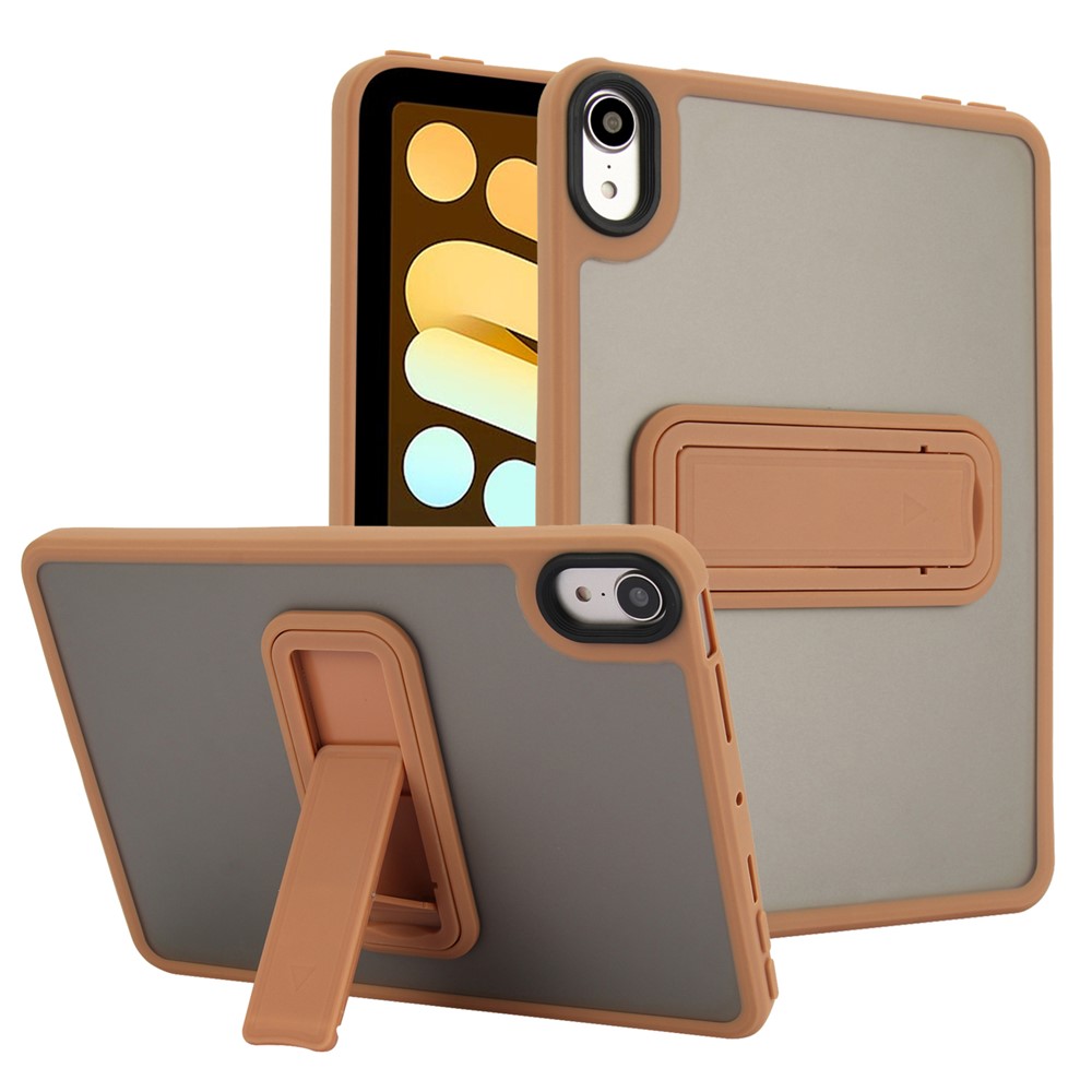 For iPad mini (2024) / (2021) Case with Kickstand TPU + PC Skin-Touch Tablet Cover - Desert Gold
