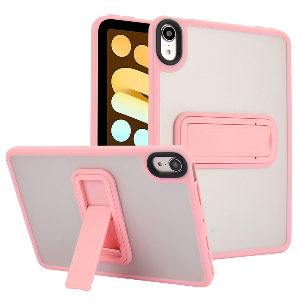 For iPad mini (2024) / (2021) Case with Kickstand TPU + PC Skin-Touch Tablet Cover - Pink