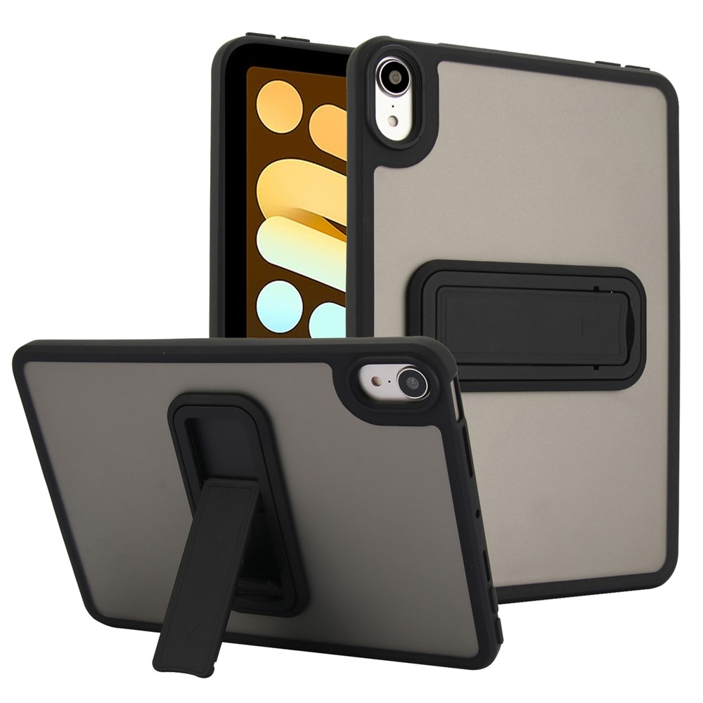 For iPad mini (2024) / (2021) Case with Kickstand TPU + PC Skin-Touch Tablet Cover - Black