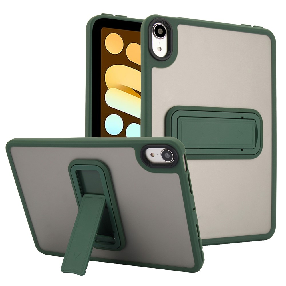 For iPad mini (2024) / (2021) Case with Kickstand TPU + PC Skin-Touch Tablet Cover - Green