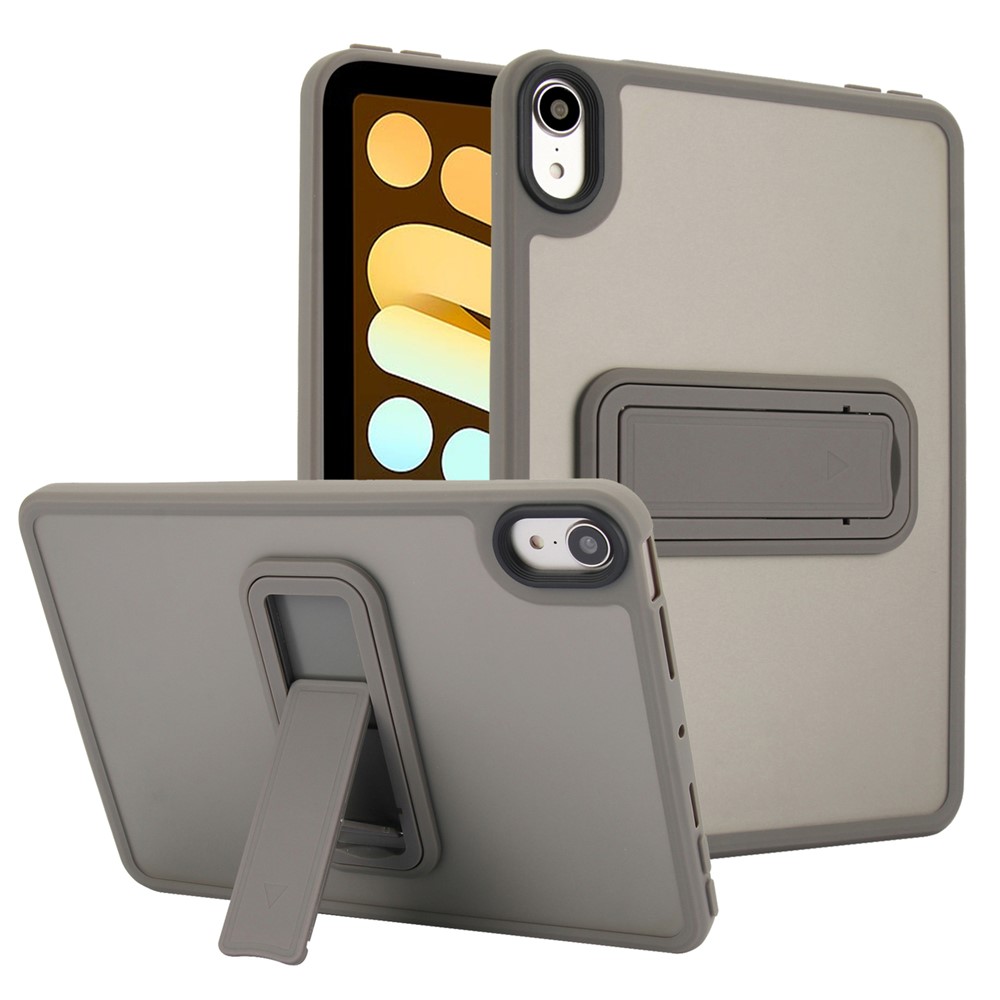 For iPad mini (2024) / (2021) Case with Kickstand TPU + PC Skin-Touch Tablet Cover - Grey
