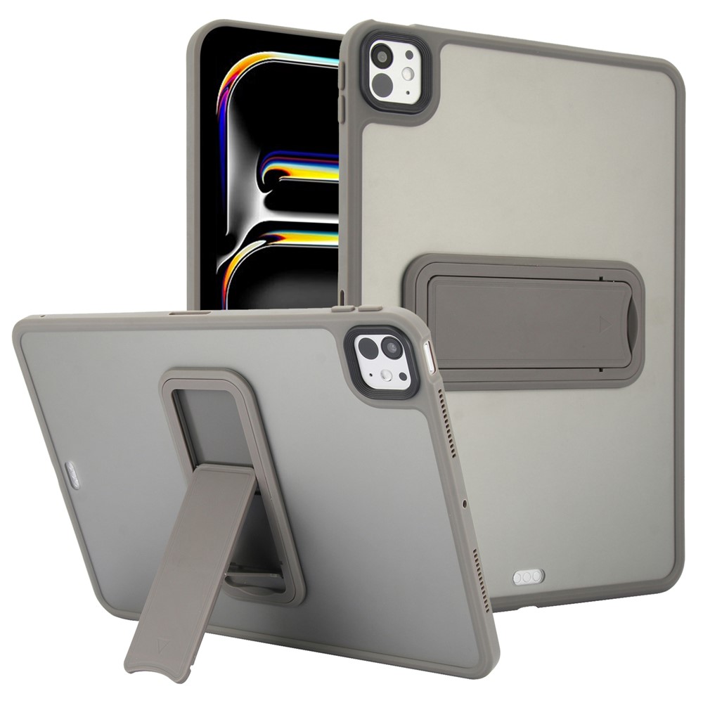 For iPad Pro 11 (2025) / 11 (2024) Tablet Case with Kickstand TPU + PC Skin-Touch Cover - Grey