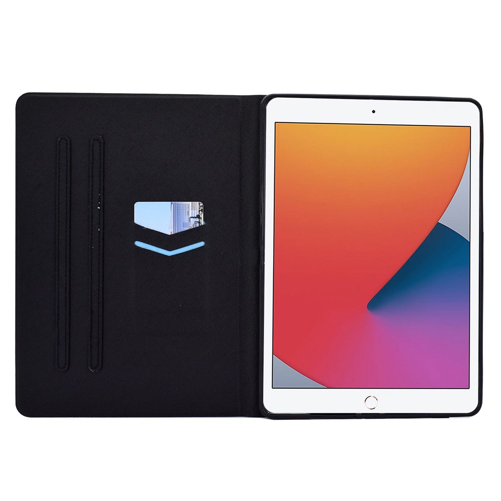 For iPad 10.2 (2020) / (2019) / iPad Air 10.5 inch (2019) Card Slots Stand Leather Case Stylish Pattern Printing Shockproof Magnetic Anti-fall Tablet Cover - Blue Marble-2