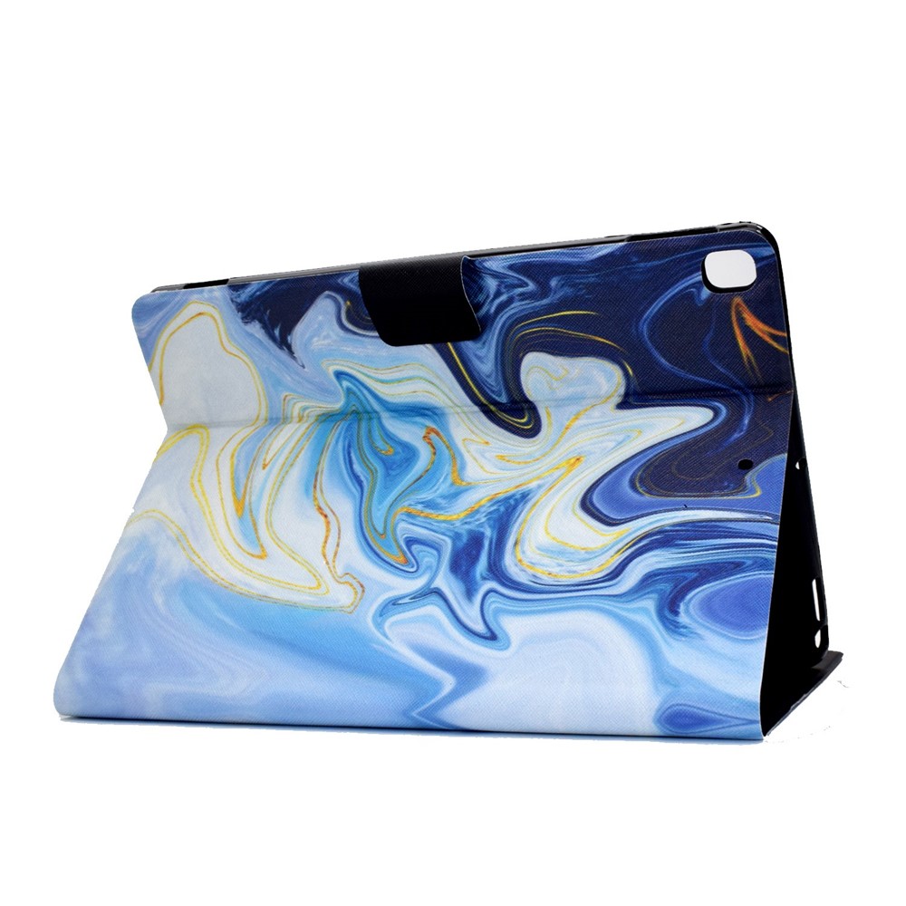 For iPad 10.2 (2020) / (2019) / iPad Air 10.5 inch (2019) Card Slots Stand Leather Case Stylish Pattern Printing Shockproof Magnetic Anti-fall Tablet Cover - Blue Marble-4