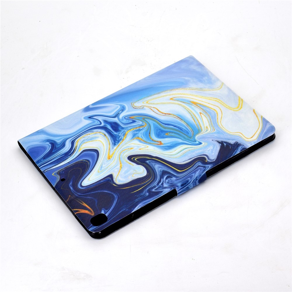 For iPad 10.2 (2020) / (2019) / iPad Air 10.5 inch (2019) Card Slots Stand Leather Case Stylish Pattern Printing Shockproof Magnetic Anti-fall Tablet Cover - Blue Marble-6