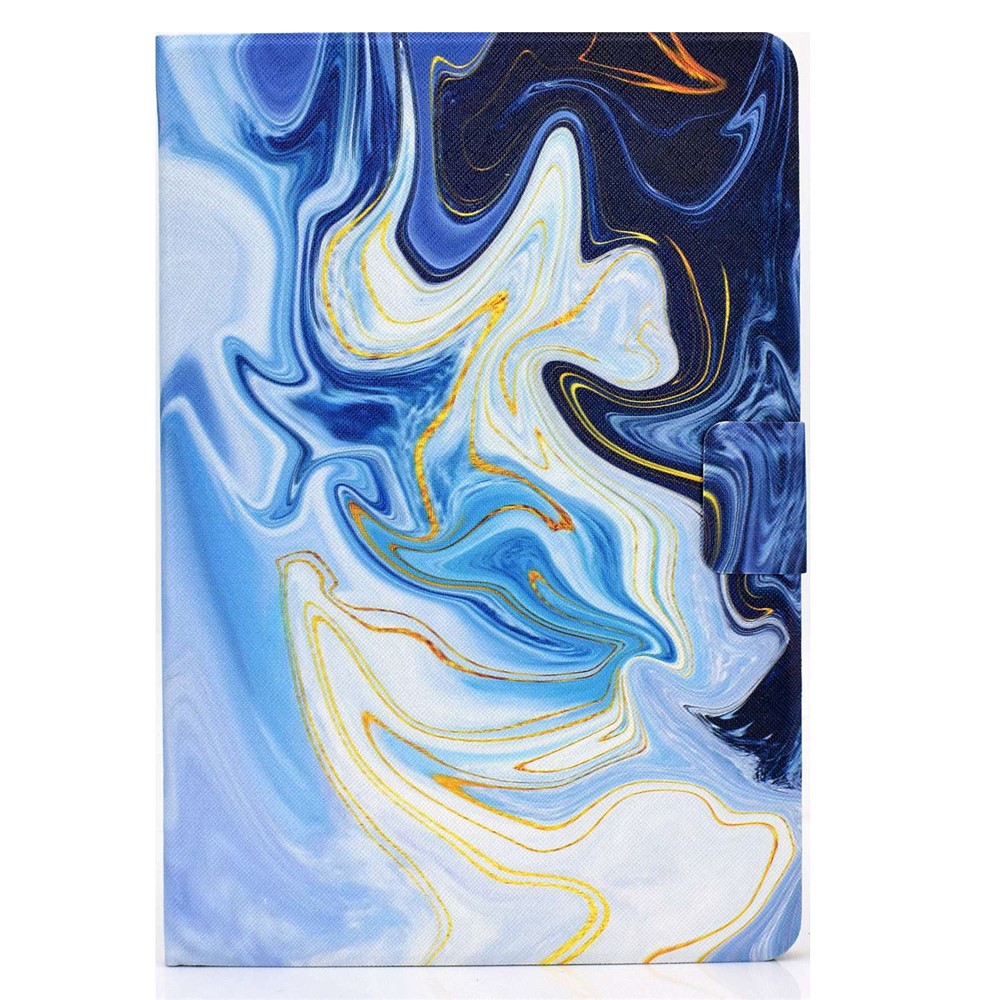 For iPad 10.2 (2020) / (2019) / iPad Air 10.5 inch (2019) Card Slots Stand Leather Case Stylish Pattern Printing Shockproof Magnetic Anti-fall Tablet Cover - Blue Marble-9