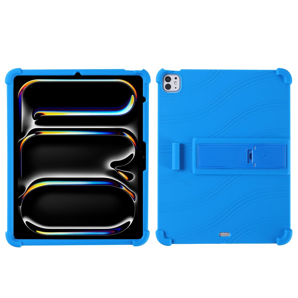 For iPad Pro 13 (2025) / 13 (2024) / Air 13 (2025) / (2024) Silicone Case with Kickstand Rugged Protective Cover - Dark Blue