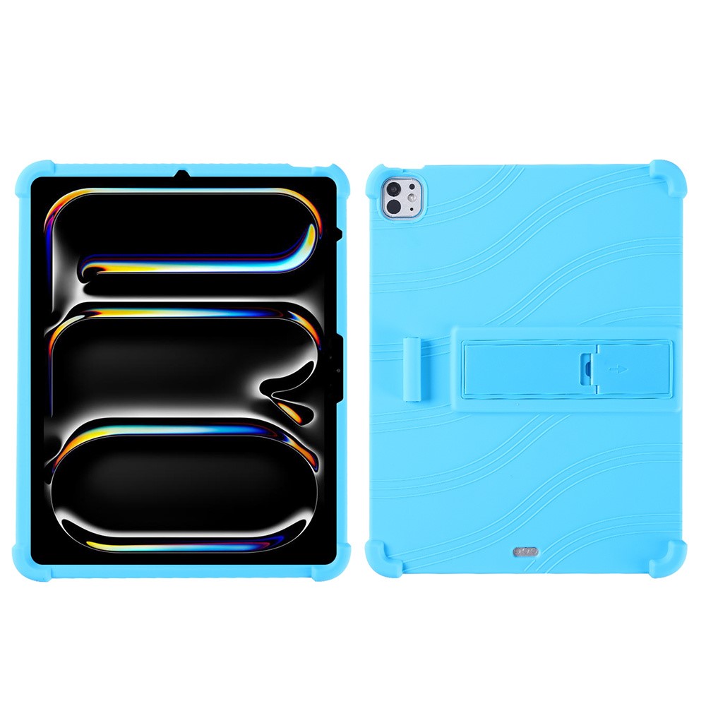 For iPad Pro 13 (2025) / 13 (2024) / Air 13 (2025) / (2024) Silicone Case with Kickstand Rugged Protective Cover - Baby Blue