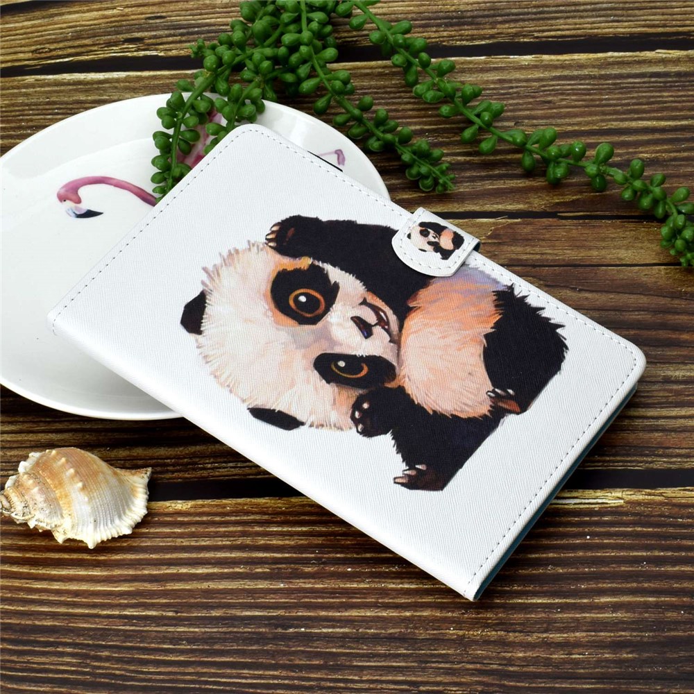 For iPad 10.2 (2020) / (2019) / iPad Air 10.5 inch (2019) Stand Leather Case Stylish Pattern Printing Magnetic Anti-scratch Tablet Cover with Card Slots - Panda Waving-7