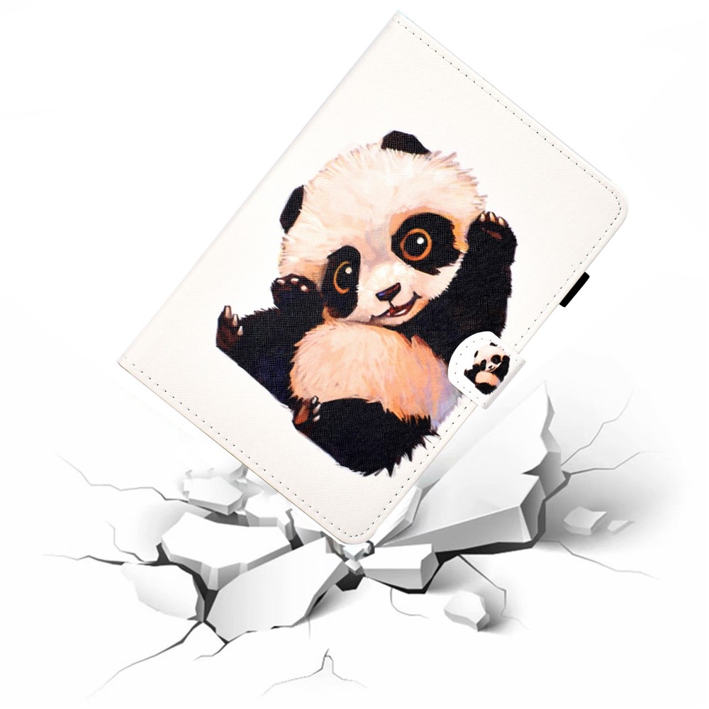 For iPad 10.2 (2020) / (2019) / iPad Air 10.5 inch (2019) Stand Leather Case Stylish Pattern Printing Magnetic Anti-scratch Tablet Cover with Card Slots - Panda Waving-8