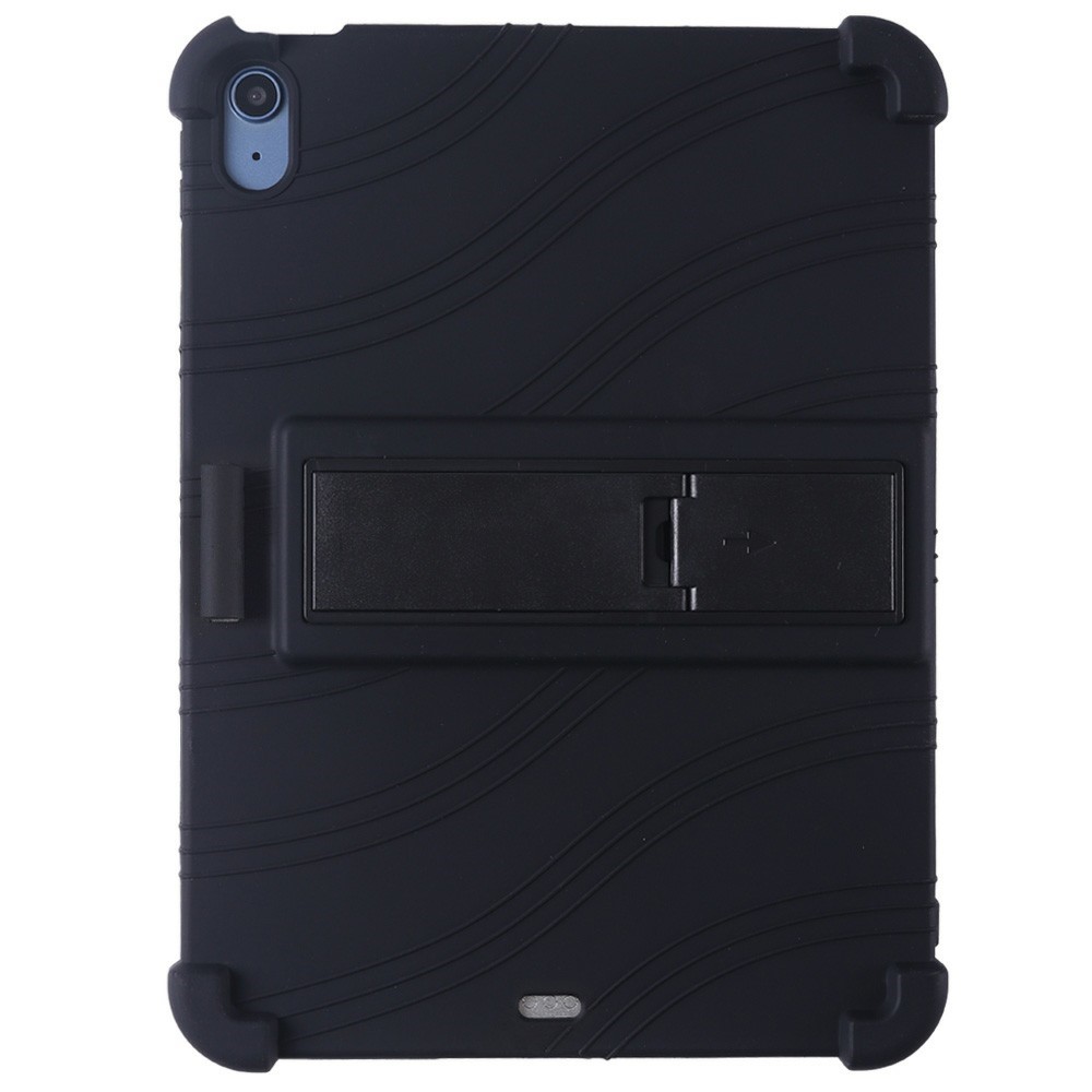 For iPad Air 11 (2025) / (2024) Silicone Case with Kickstand Rugged Protective Cover - Black