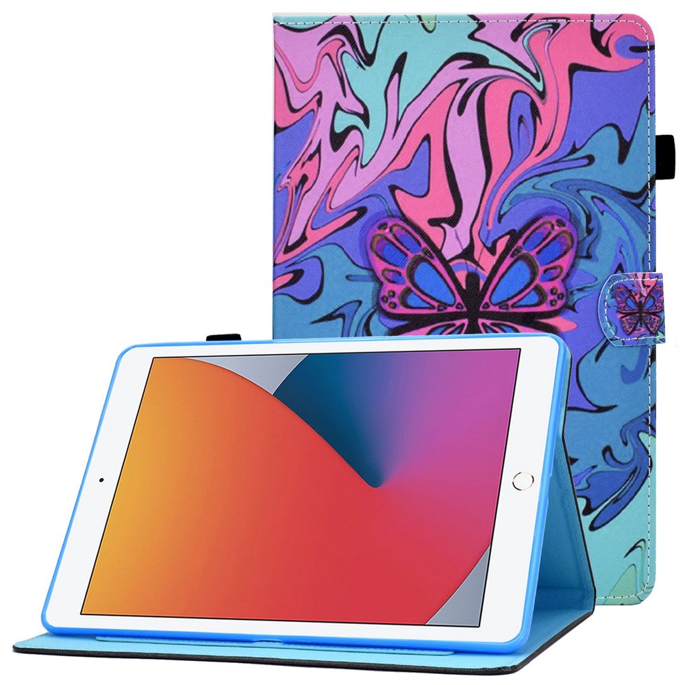 For iPad 10.2 (2020) / (2019) / iPad Air 10.5 inch (2019) Stand Leather Shockproof Case Pattern Printing Card Slots Magnetic Closure Tablet Cover - Butterfly-1