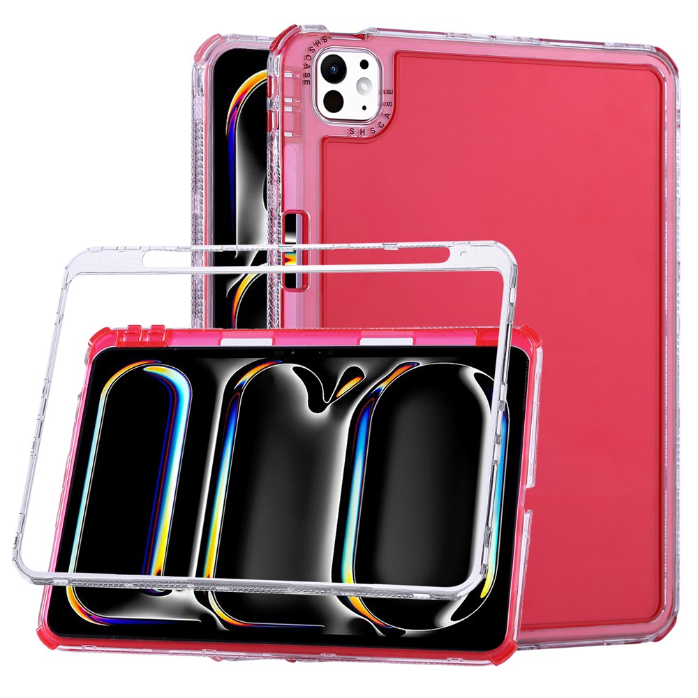 For iPad Pro 11 (2025) / 11 (2024) Clear Case 3 in 1 PC + TPU Shockproof Tablet Cover - Red