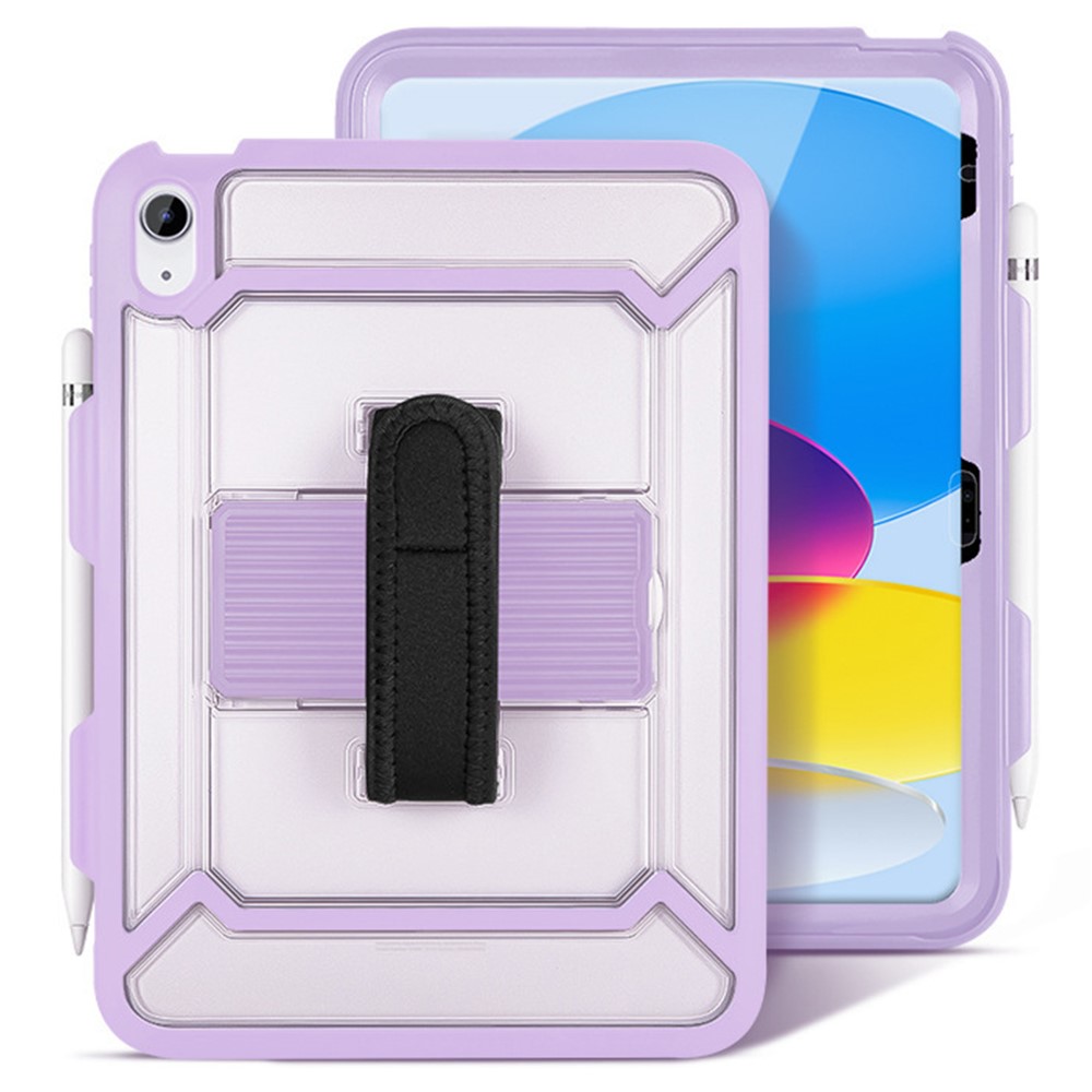 For iPad 10.9 (2022) Case Kickstand TPU + PC + Acrylic Tablet Cover with PET Film / Pencil Holder - Purple
