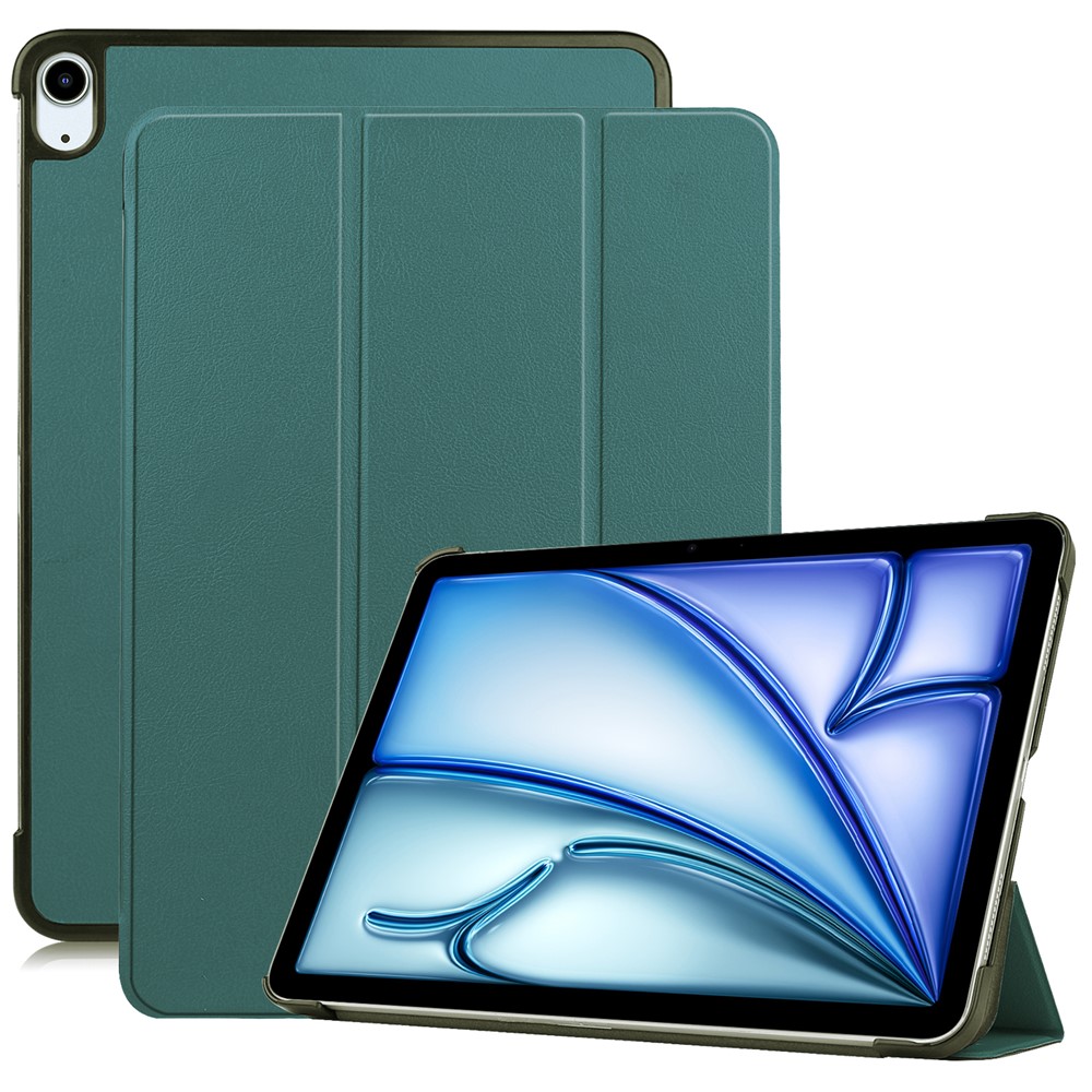 For iPad Air 11 (2025) / (2024) Case Anti-Drop Leather Stand Tablet Cover - Blackish Green