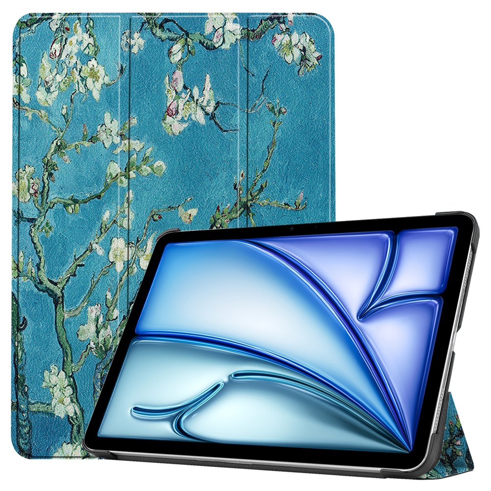 For iPad Air 11 (2025) / (2024) Case Pattern Print Leather Stand Tablet Cover - Apricot Blossom