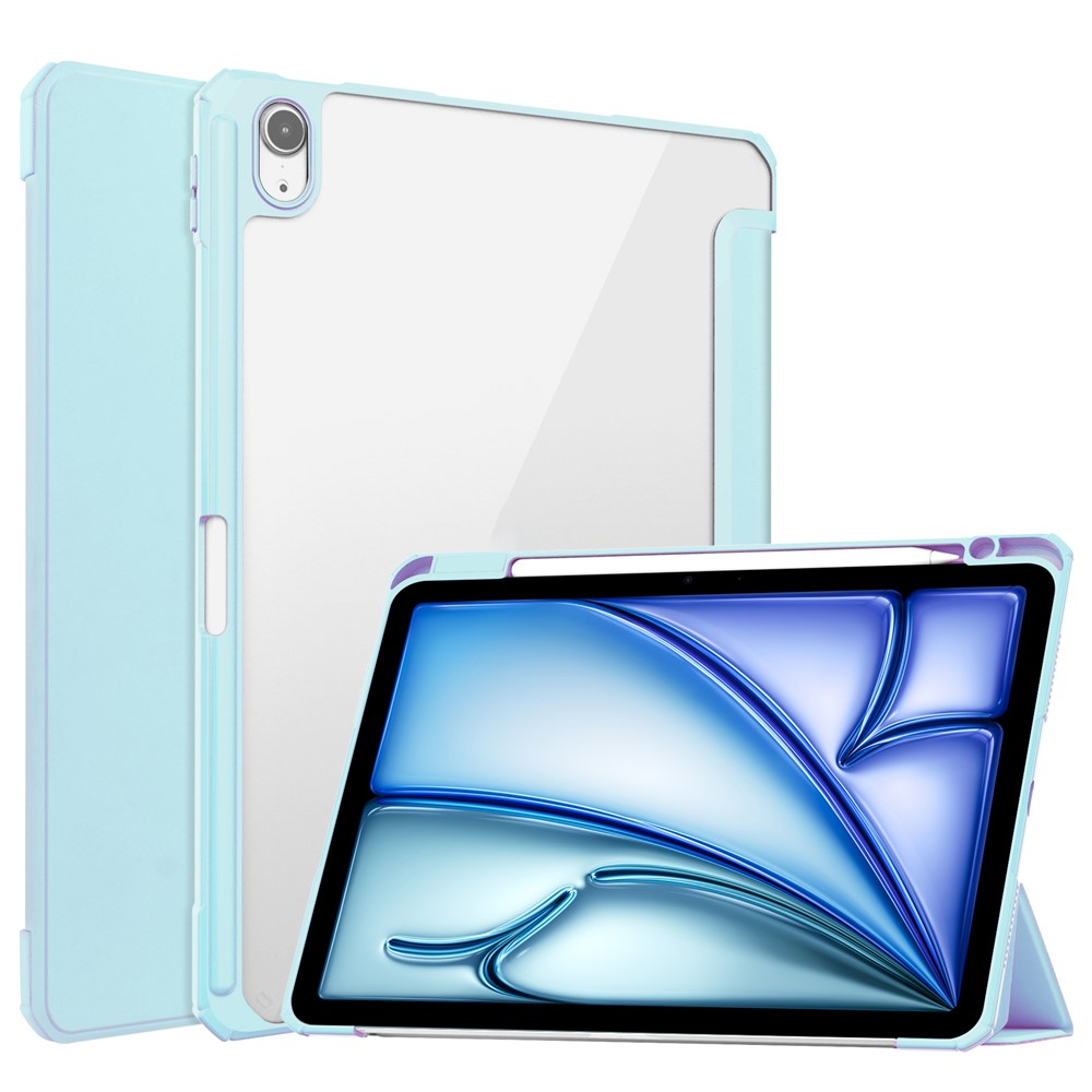 For iPad Air 11 (2025) / (2024) Case Clear Acrylic Leather Tablet Cover Support Auto Sleep / Wake - Baby Blue