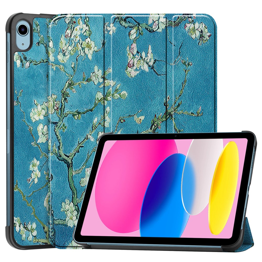 For iPad (2025) / 10.9 (2022) Case Pattern Print Leather Stand Tablet Cover - Apricot Blossom