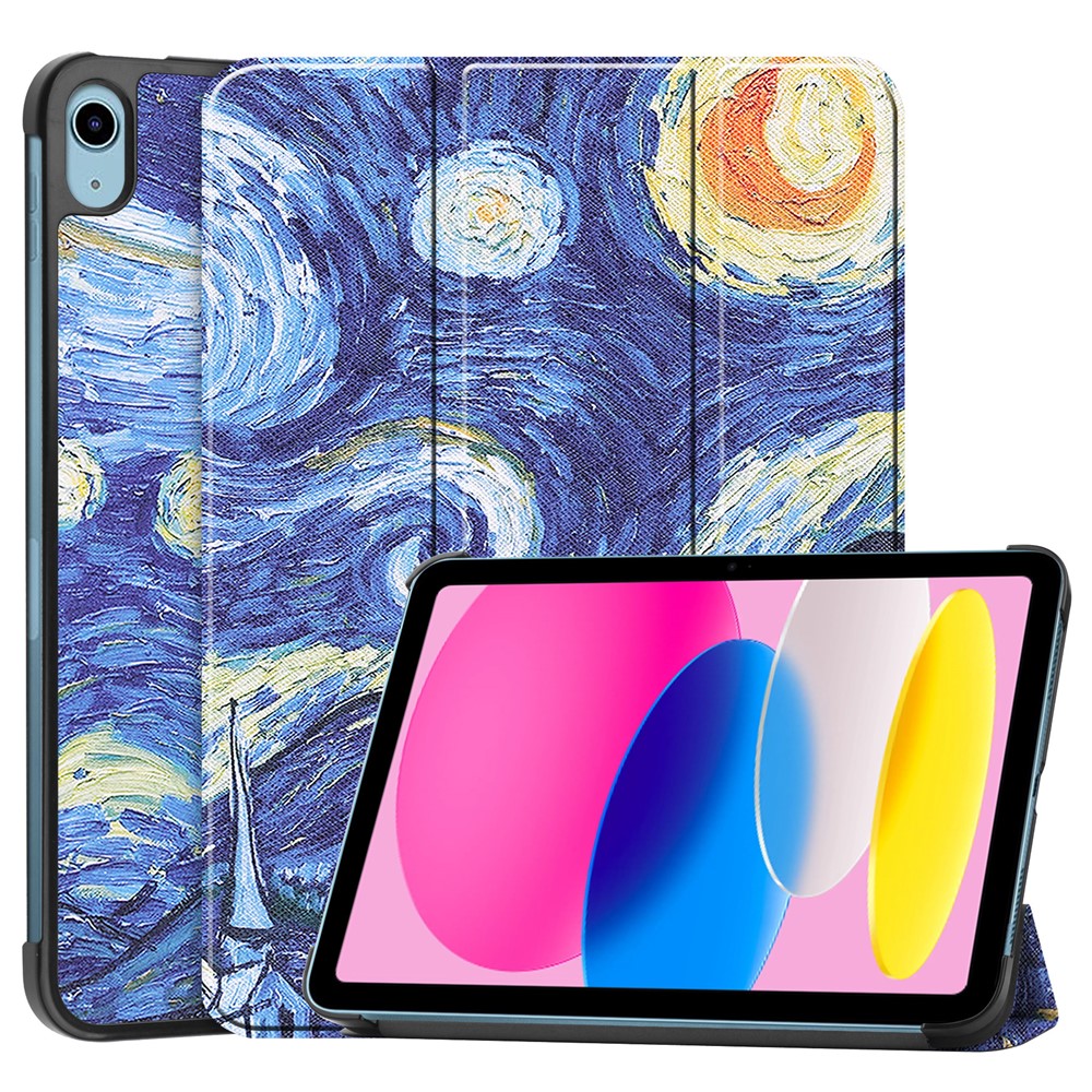 For iPad (2025) / 10.9 (2022) Case Pattern Print Leather Stand Tablet Cover - Starry Sky