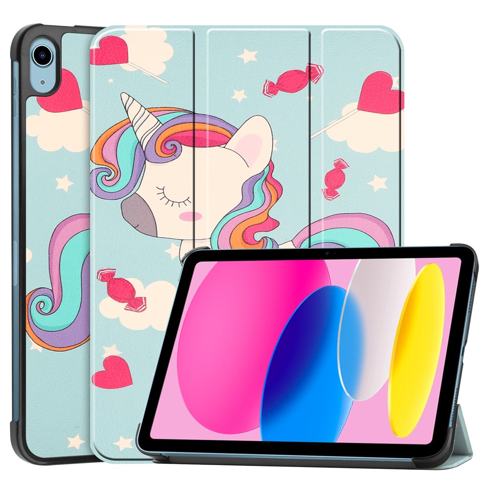 For iPad (2025) / 10.9 (2022) Case Pattern Print Leather Stand Tablet Cover - Horse