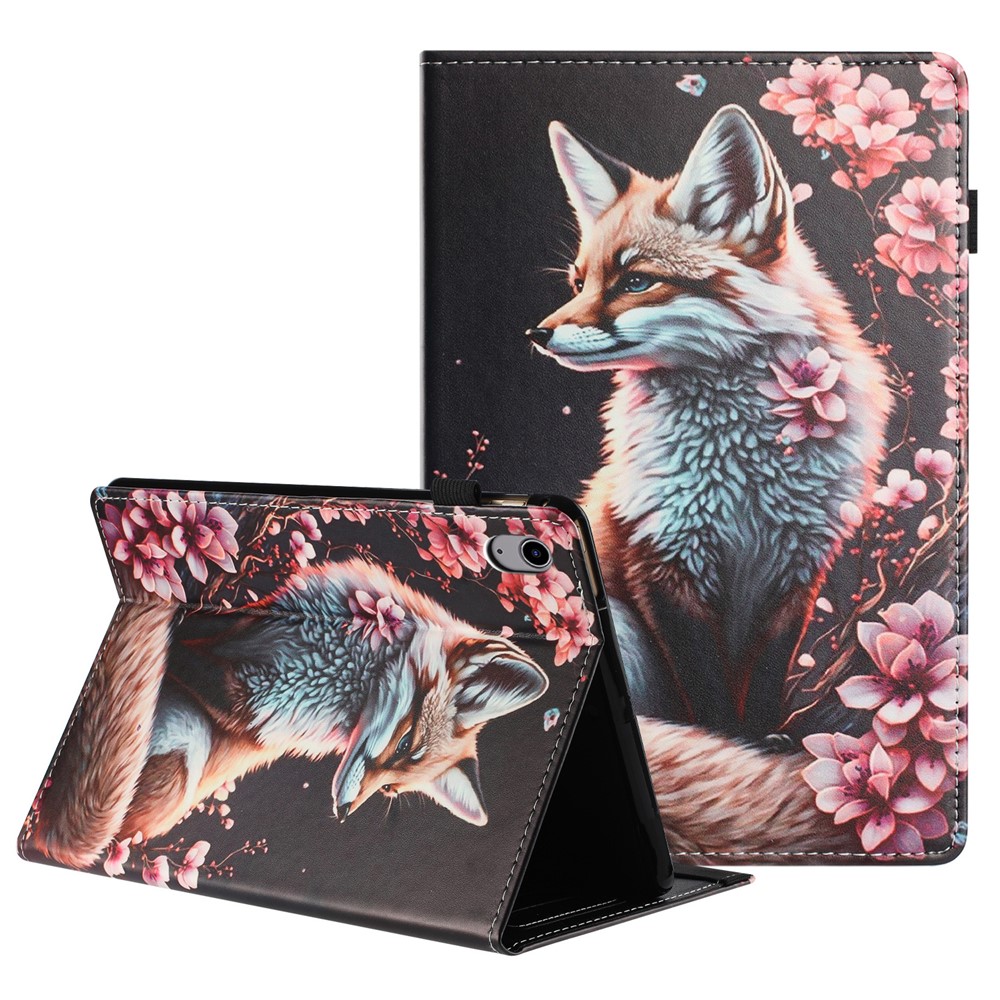 For iPad mini (2024)  /  (2021) Tablet Case Litchi Texture Pattern Printing Leather Cover Auto Sleep  /  Wake with Card Holder - Fox