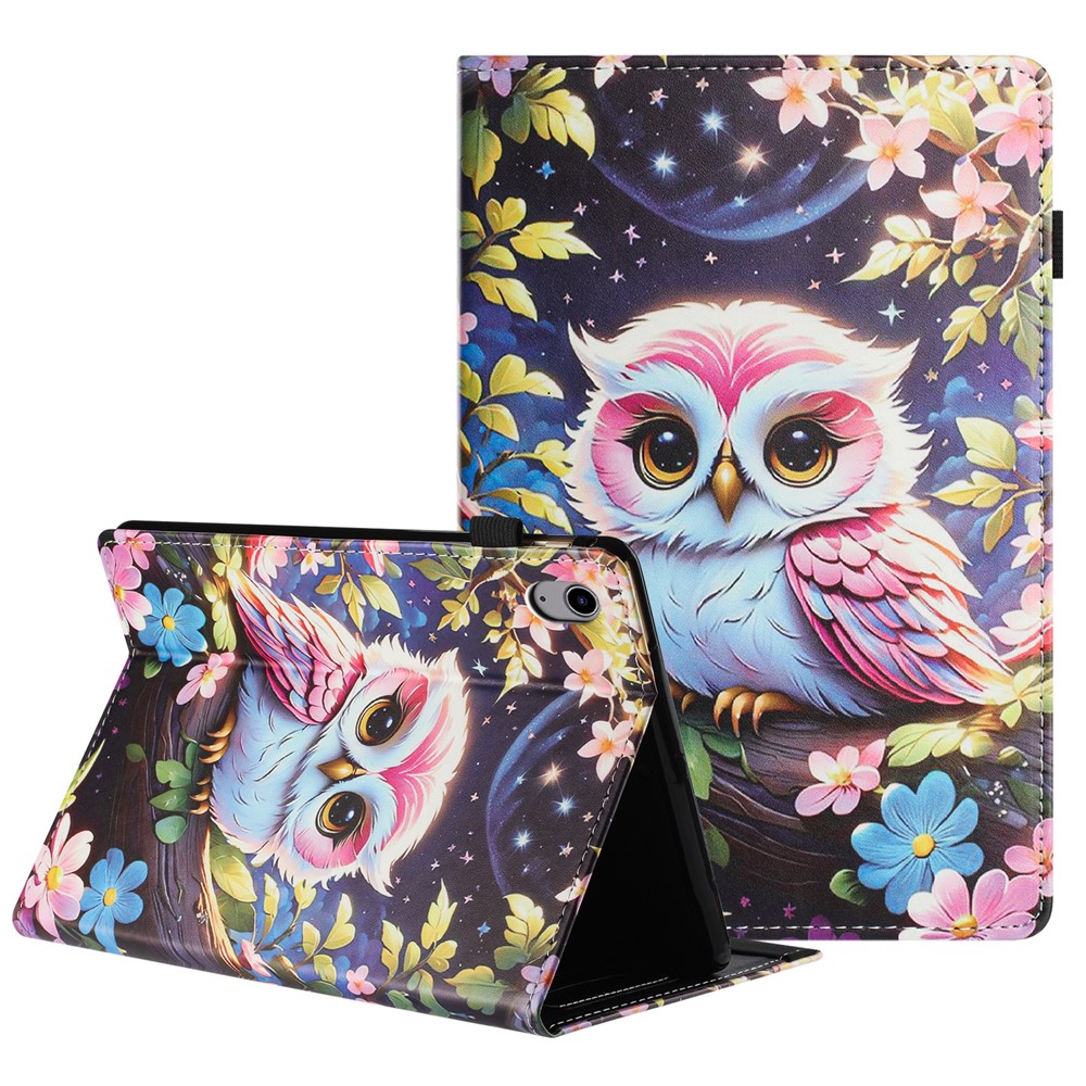 For iPad mini (2024)  /  (2021) Tablet Case Litchi Texture Pattern Printing Leather Cover Auto Sleep  /  Wake with Card Holder - Owl