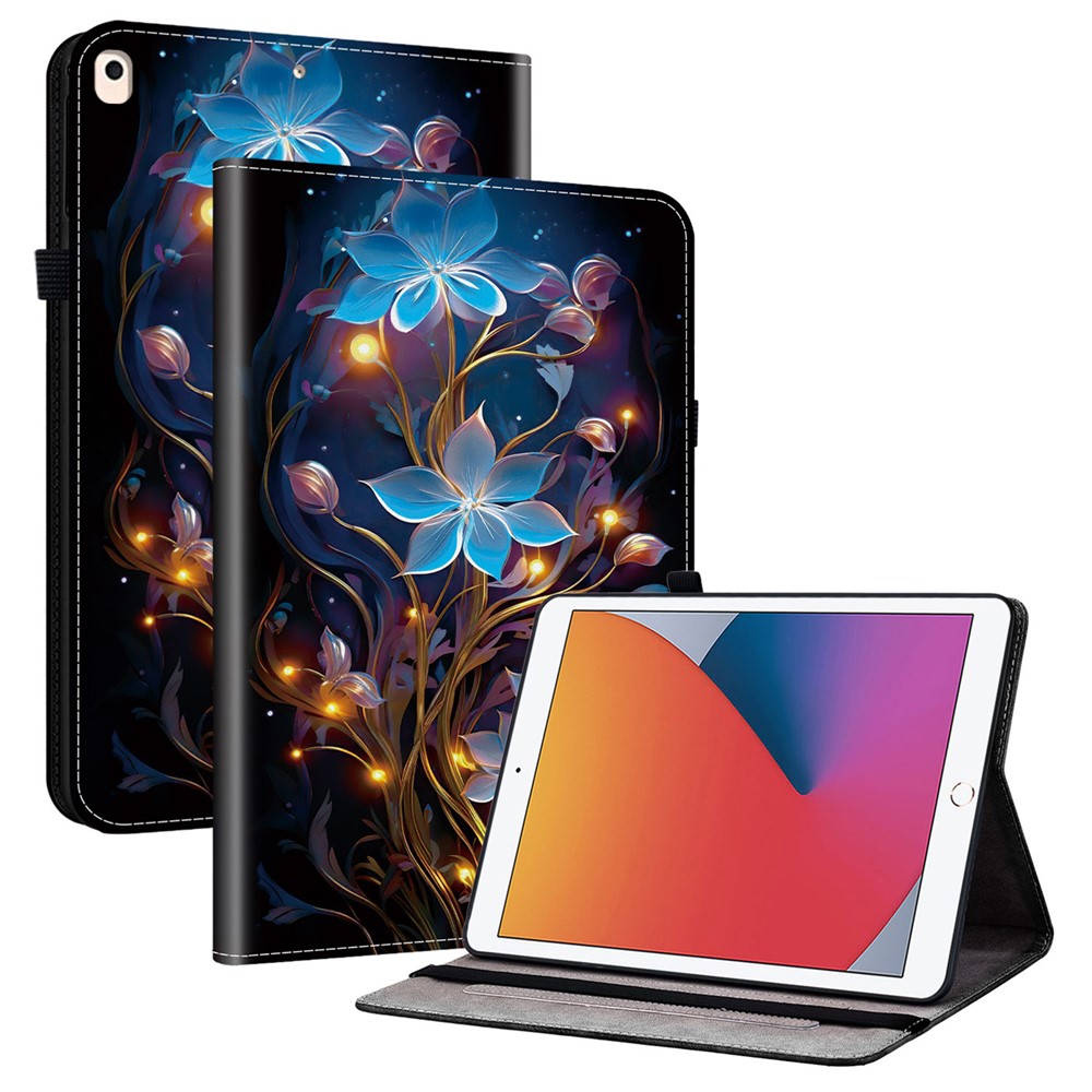 Leather Case For iPad 10.2 (2021)  /  (2020)  /  (2019)  /  Air 10.5 inch (2019) Pattern Printed Stand Tablet Cover with Card Slots - Small Lantern Flower