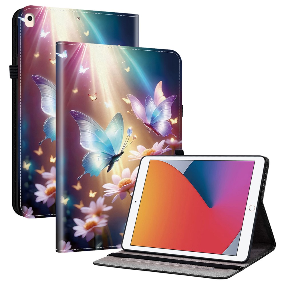 Leather Case For iPad 10.2 (2021) / (2020) / (2019) / Air 10.5 inch (2019) Pattern Printed Stand Tablet Cover with Card Slots - Butterfly Floral
