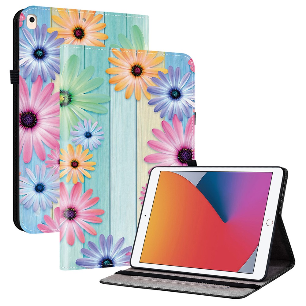 Leather Case For iPad 10.2 (2021) / (2020) / (2019) / Air 10.5 inch (2019) Pattern Printed Stand Tablet Cover with Card Slots - Sunflower