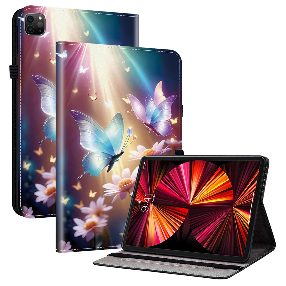 Leather Case For iPad Air 11 (2025)  /  (2024)  /  Air (2022)  /  (2020)  /  Pro 11 (2022) Pattern Printed Tablet Cover with Card Slots - Butterfly Floral