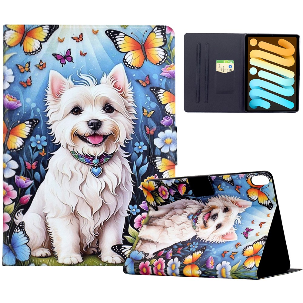 Stand Case for iPad mini (2024) / (2021) Pattern Printing Tablet Leather Cover with Auto Wake / Sleep - Dog